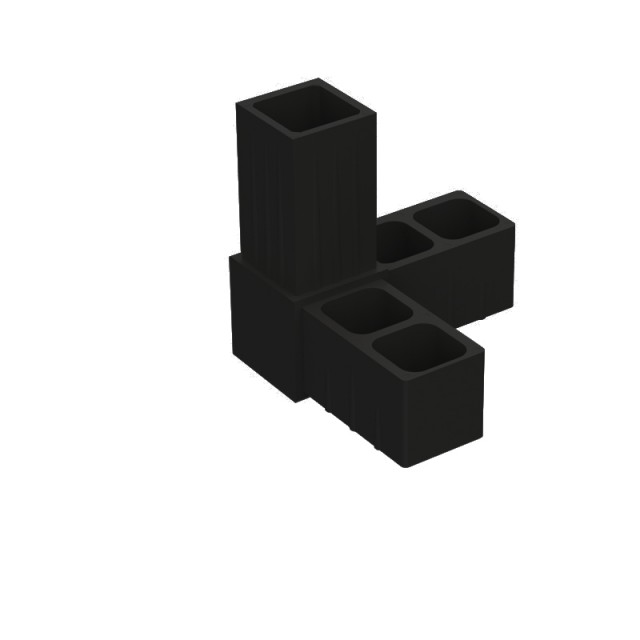 L TYPE 3 WAY CONNECTOR 20x20 / BLACK